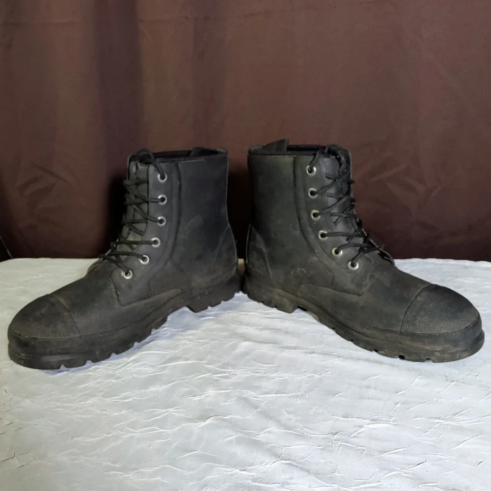 Muck Boot Original Boots Mens Size 10 Black Rubber Lace Up Ankle Waterproof WP